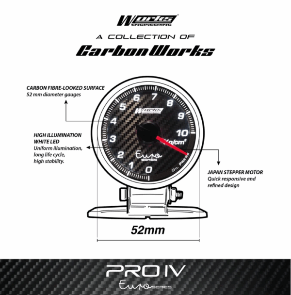 Works Engineering Pro IV 52mm Euro Series Gauge - 3 Bar Boost Gauge - Image 8